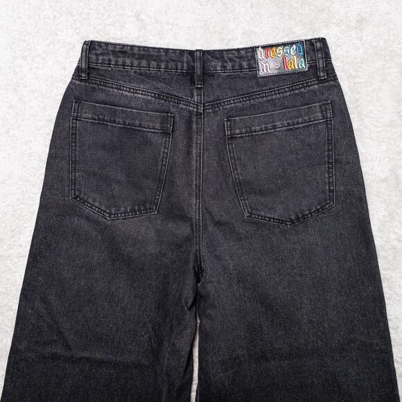 Dressed in LaLa Effortlessly Cool Wide Leg Denim Throwback Black Womens M 32x31 - Picture 14 of 14